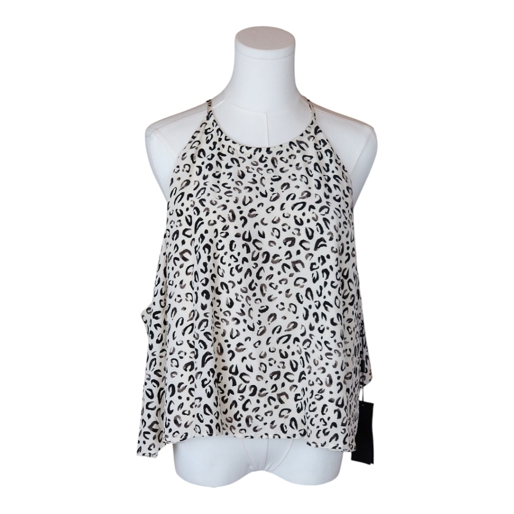 11 Honoré Leopard Print Halter Top Plus Size Lightweight Flowy Blouse NWT